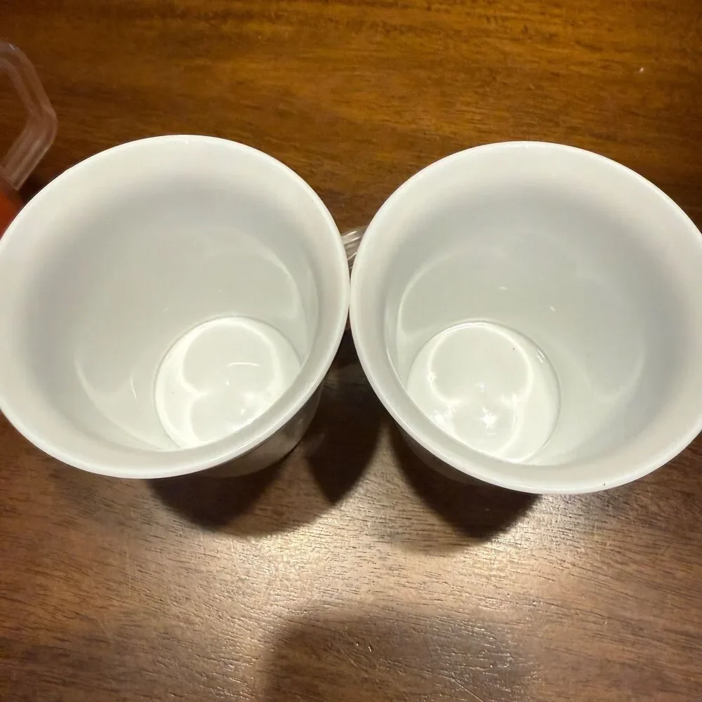 Set of 6 Vtg Insulated Plastic Mugs Double Wall Gold Leaf Print MCM